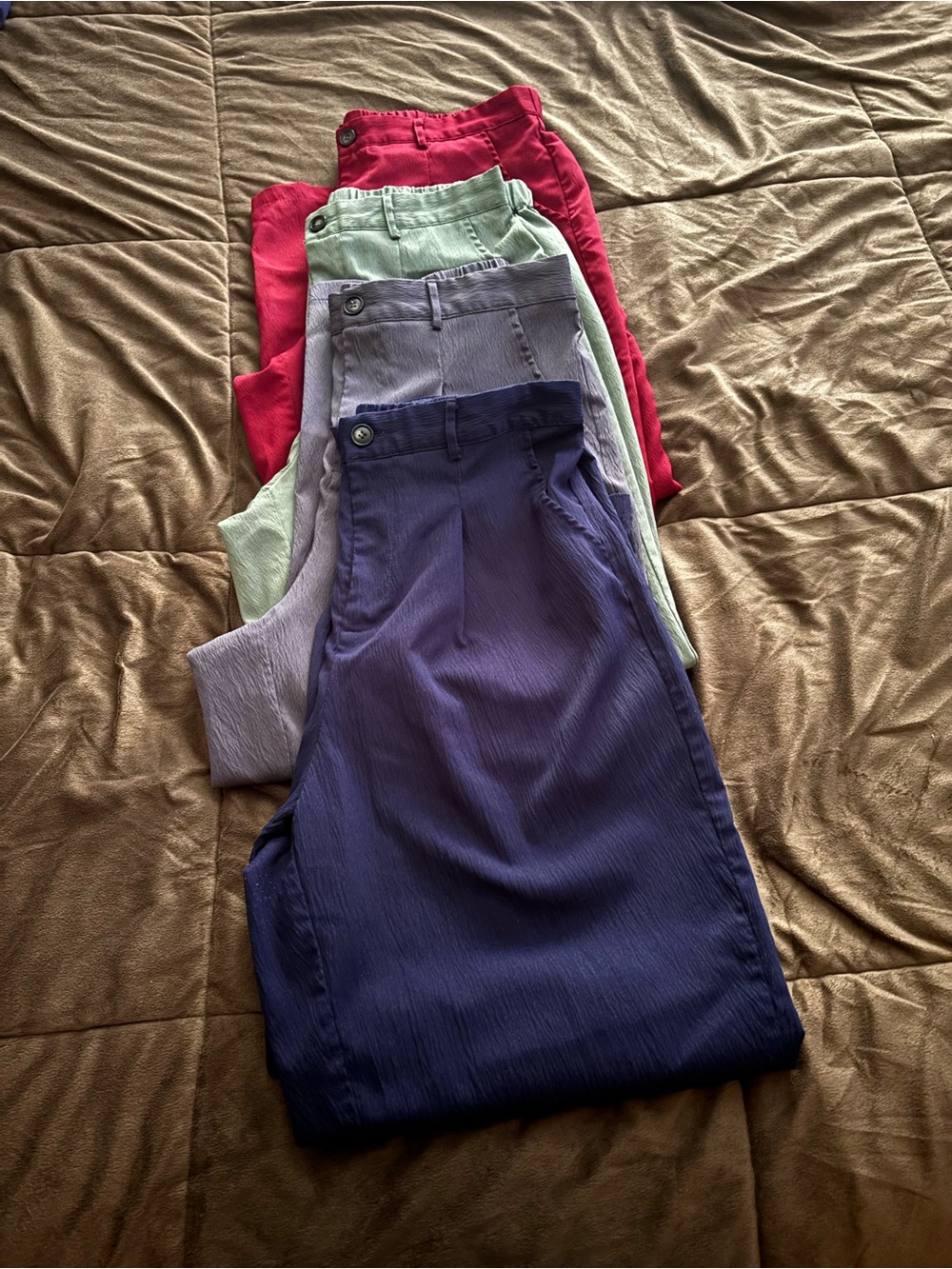 Women's High-Waist Burgundy Tapered Pants (4 pairs) - Picture 2 of 8